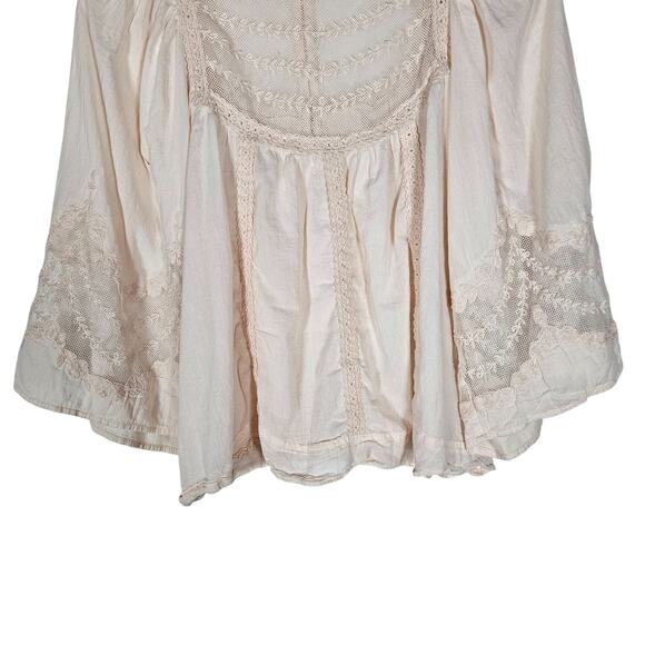 By Anthropologie Valentia Top 8 Light Pink Peasant Lace Mesh 3/4 Sleeve Blouse - Picture 5 of 13